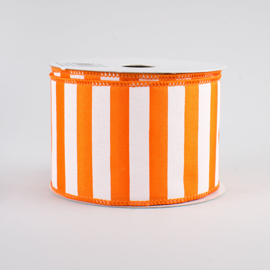 2.5" Medium Stripe Ribbon: Orange & White (10 Yards)