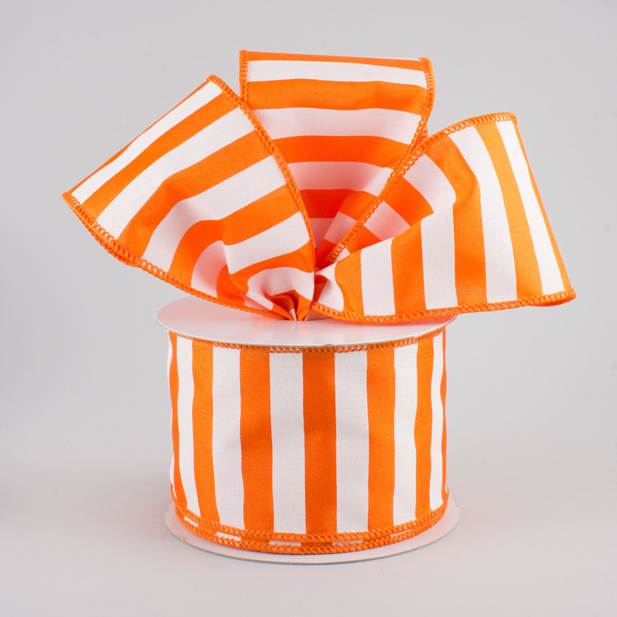 2.5" Medium Stripe Ribbon: Orange & White (10 Yards)