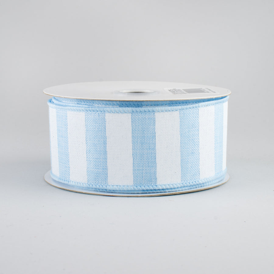 1.5" Horizontal Stripe Ribbon: Light Blue & White (10 Yards)