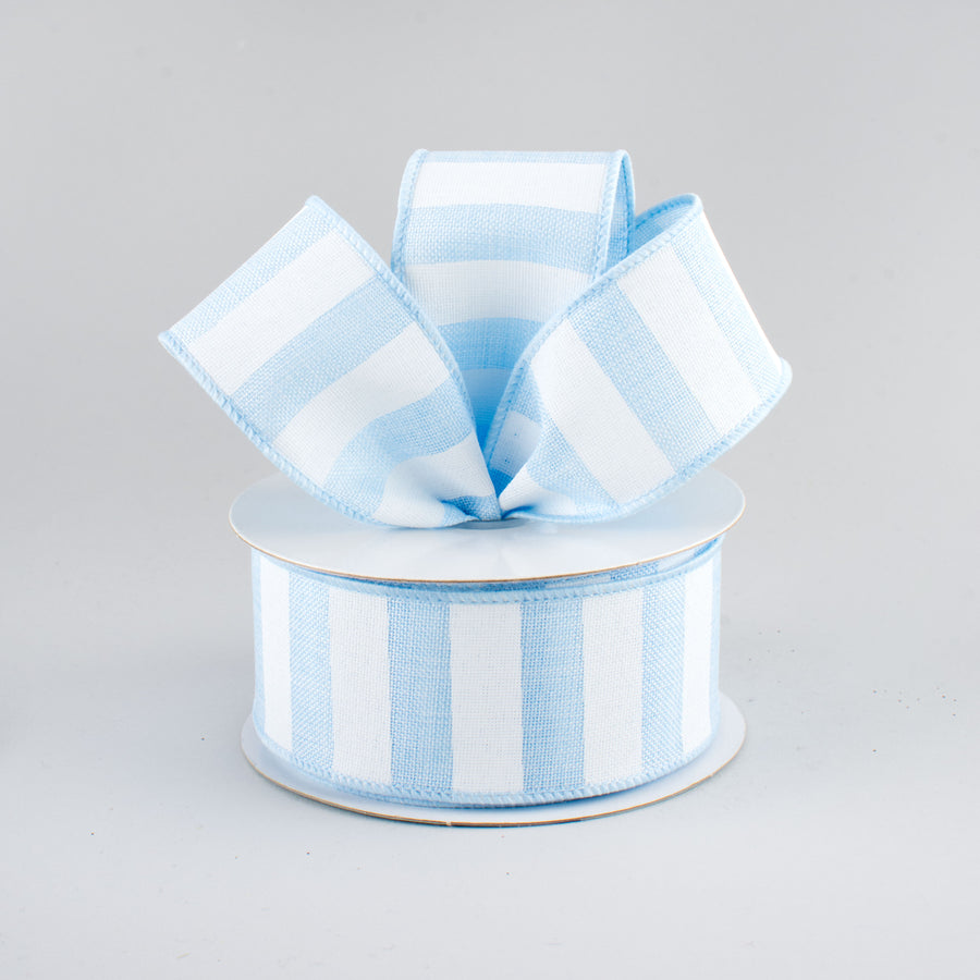1.5" Horizontal Stripe Ribbon: Light Blue & White (10 Yards)