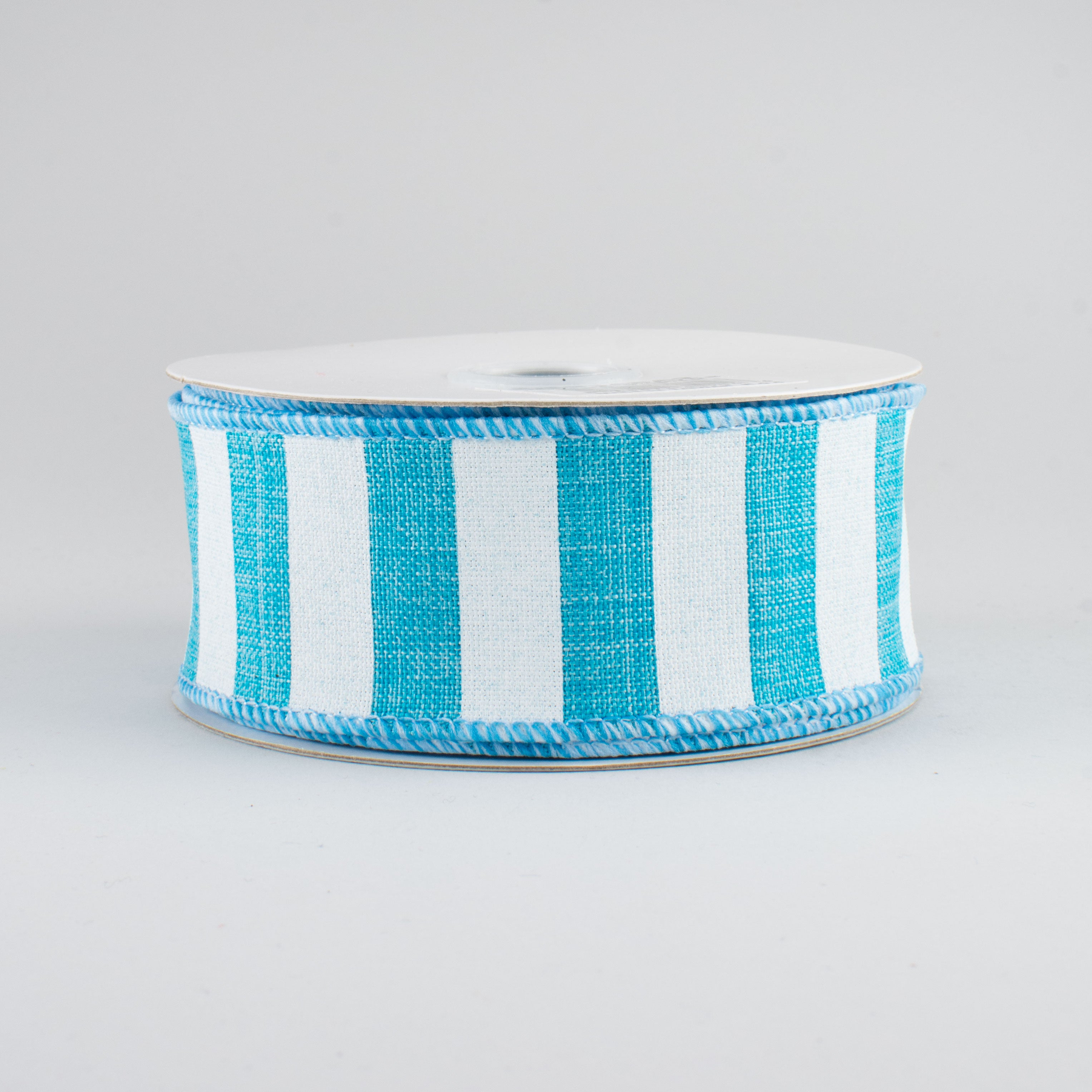 1.5" Horizontal Stripe Ribbon: Turquoise & White (10 Yards)