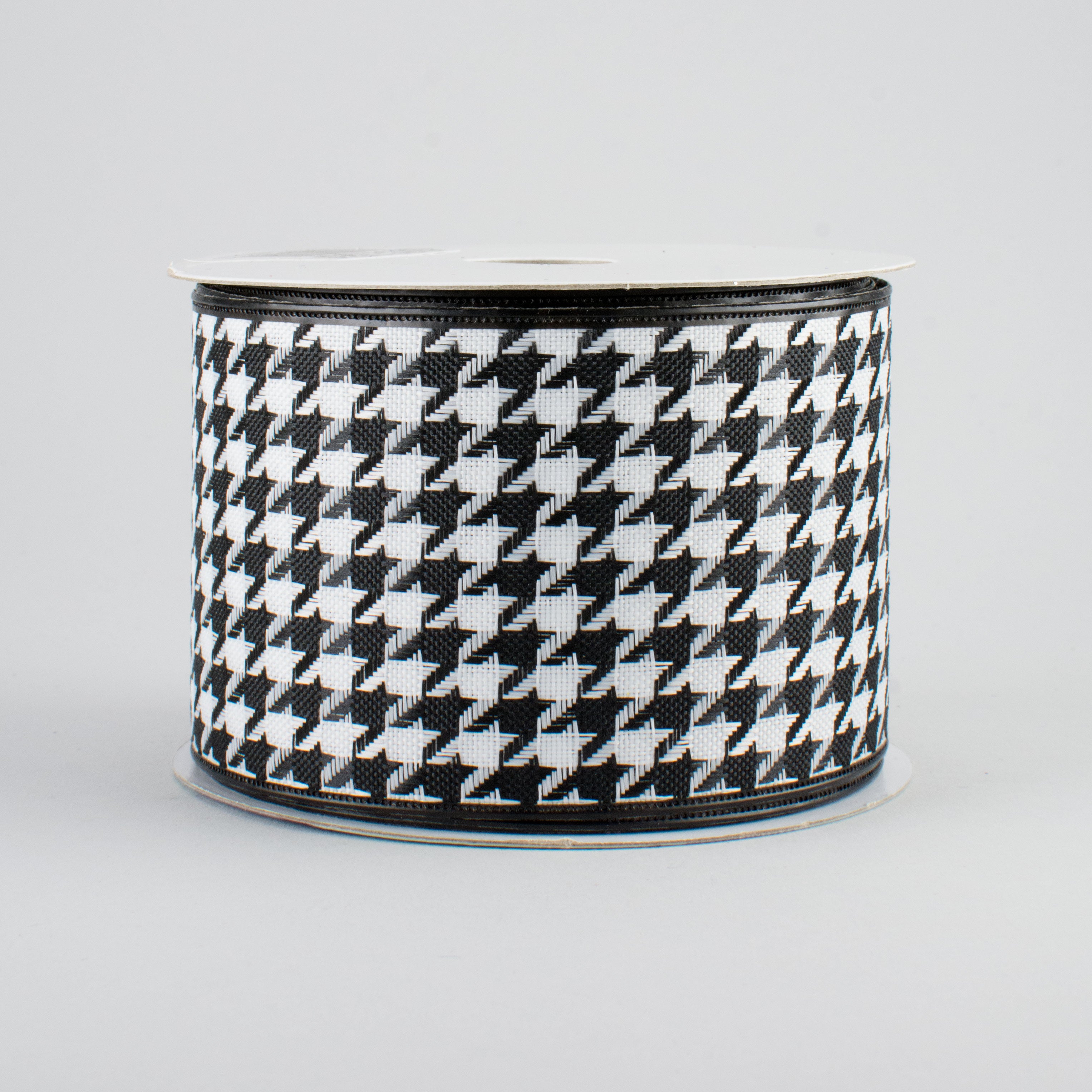 2.5" Large Houndstooth Ribbon: Black & White (10 Yards)