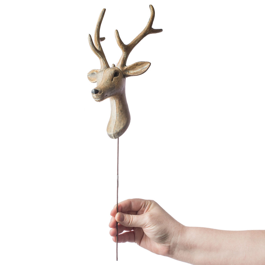 18" Deer Head Pick: Wood Grain