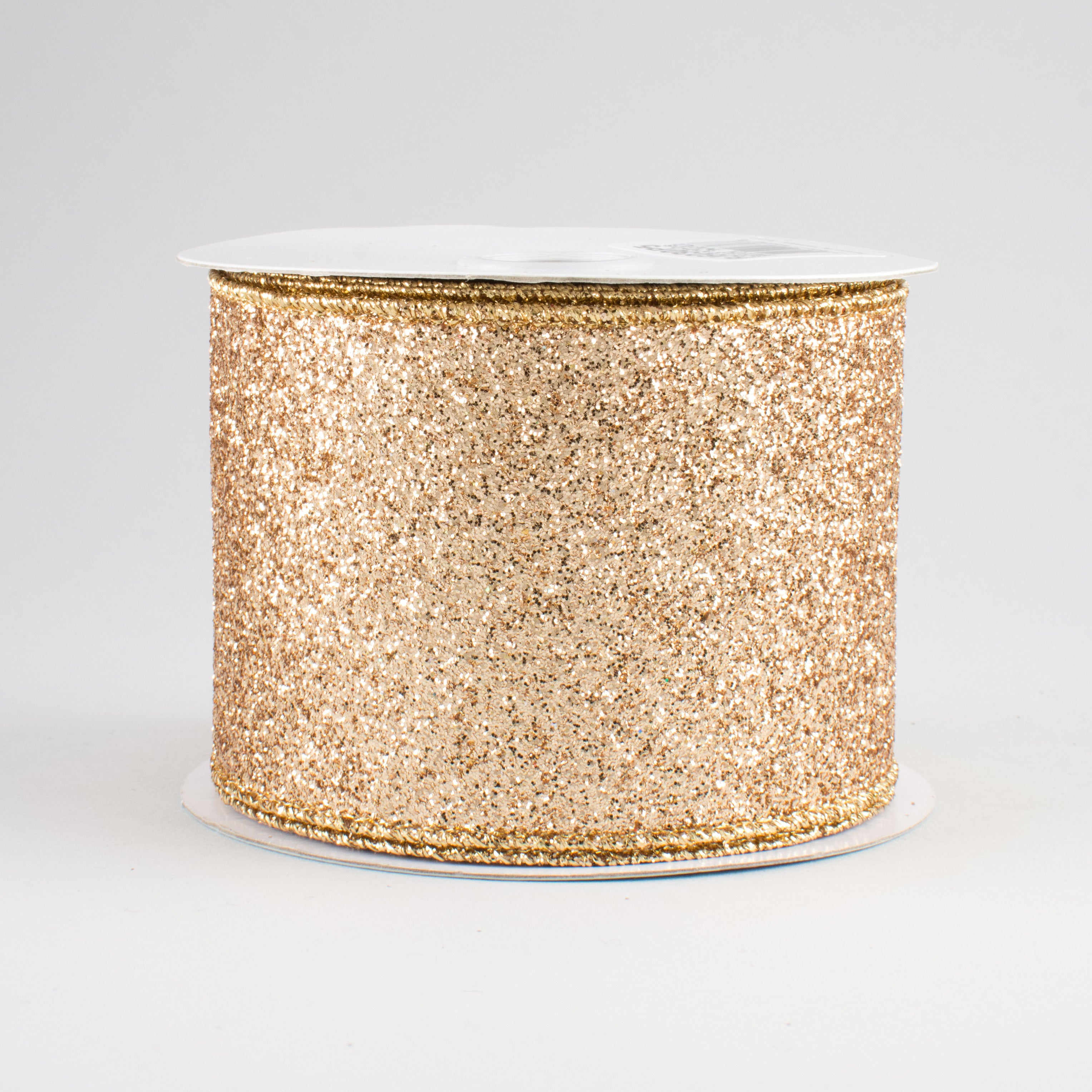2.5" Glitter On Metallic Ribbon: Champagne (10 Yards)