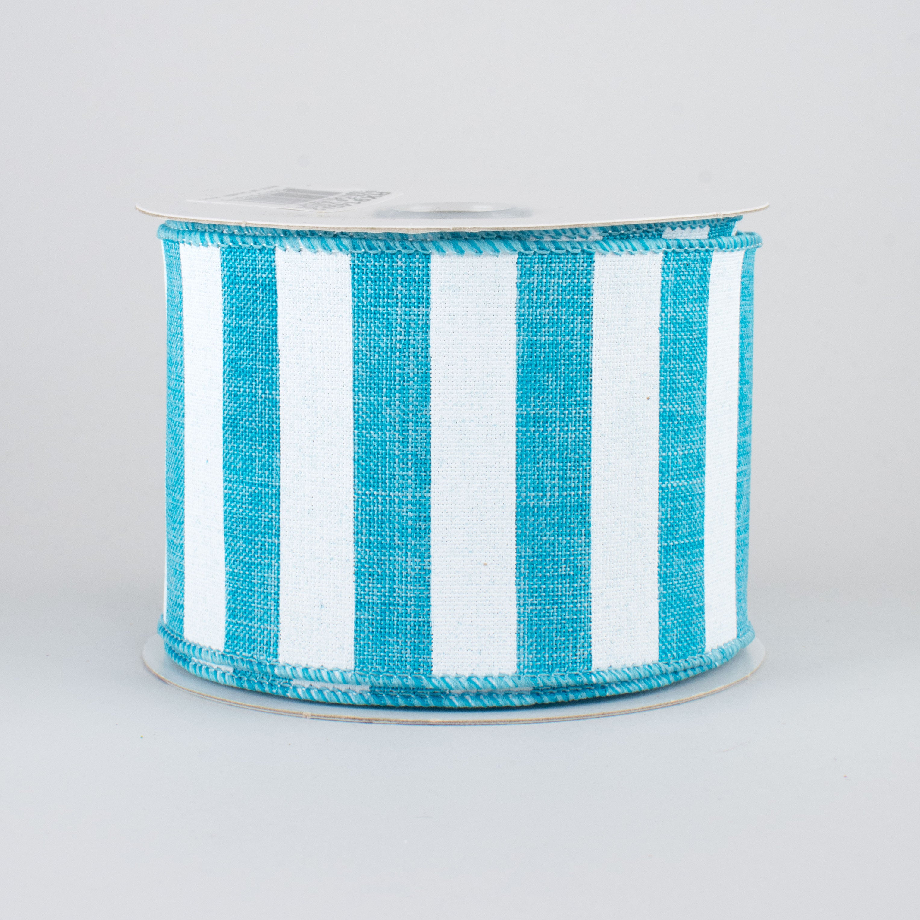 2.5" Horizontal Stripe Ribbon: Turquoise & White (10 Yards)