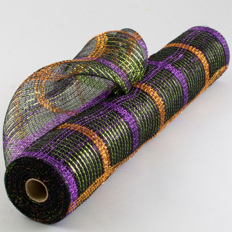 21" Poly Deco Tinsel Mesh: Halloween Plaid (10 Yards)