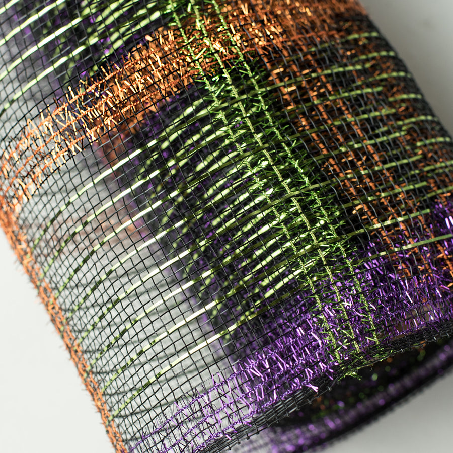 21" Poly Deco Tinsel Mesh: Halloween Plaid (10 Yards)