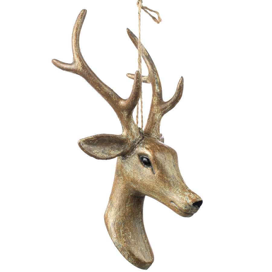 10" Deer Head Ornament: Wood Grain