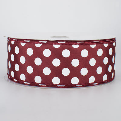2.5" Big Polka Dot Ribbon: Maroon & White (50 Yards)