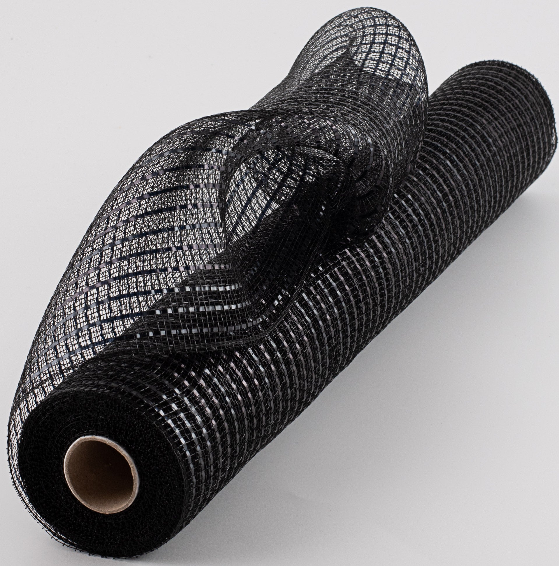 21" Poly Deco Mesh: Wide Foil Metallic Black