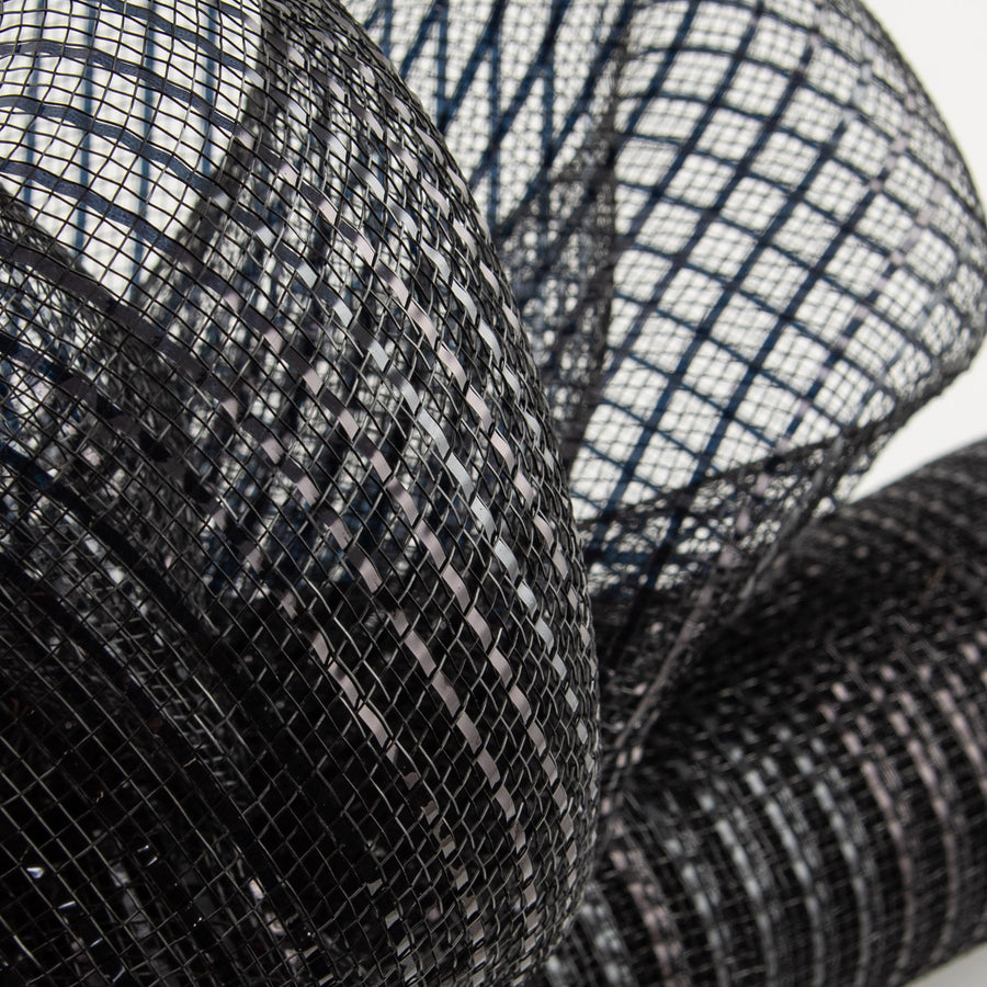 21" Poly Deco Mesh: Wide Foil Metallic Black