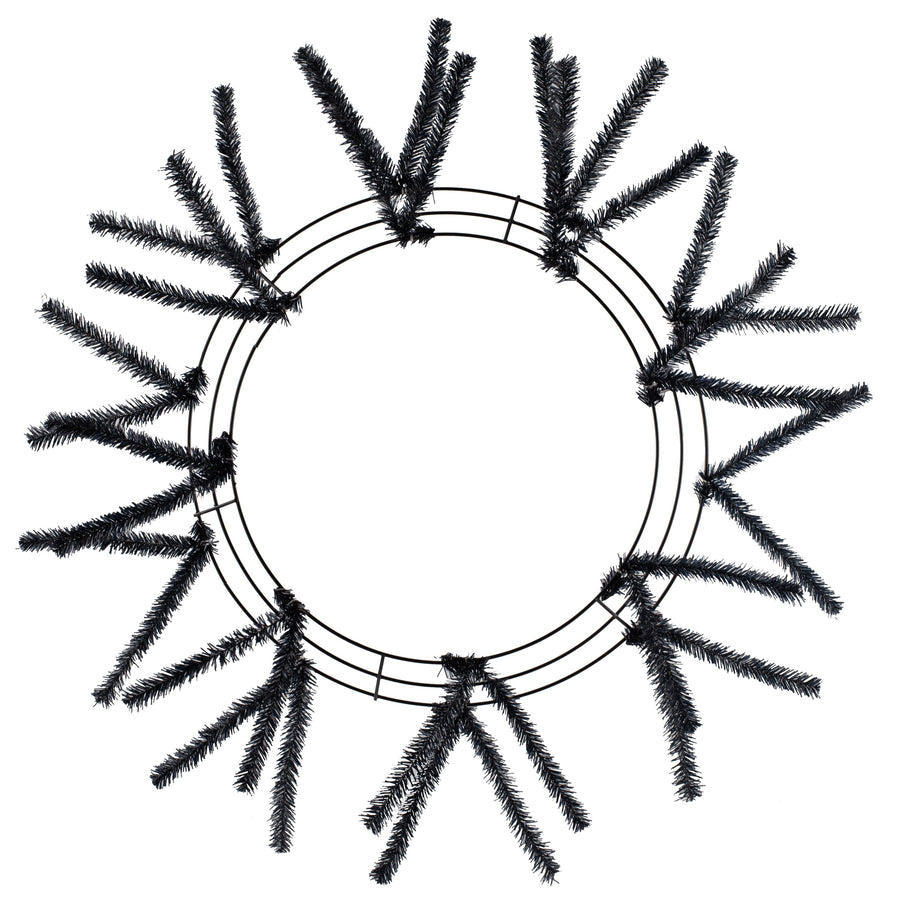 15"-24" Tinsel Work Wreath Form: Metallic Black