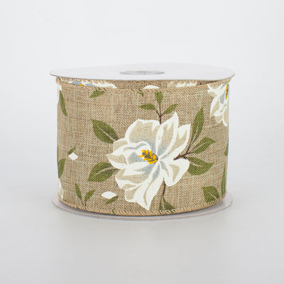 2.5" Magnolia Ribbon: Natural (10 Yards)