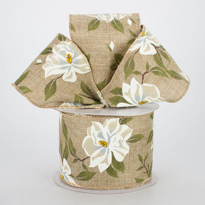 2.5" Magnolia Ribbon: Natural (10 Yards)