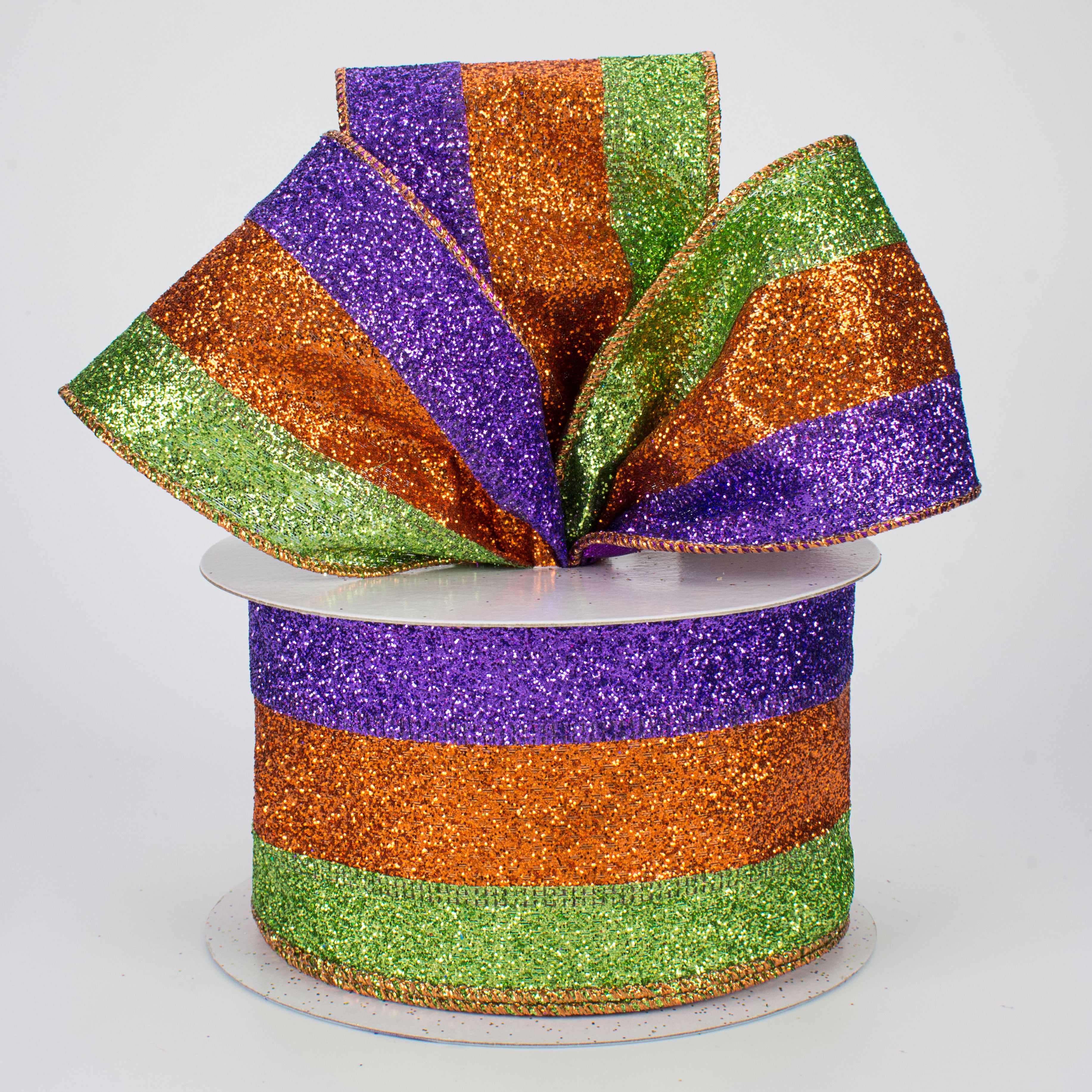 2.5" Glitter Stripe Ribbon: Halloween (10 Yards)