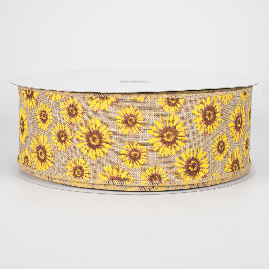 2.5" Sunflower Ribbon: Natural (50 Yards)