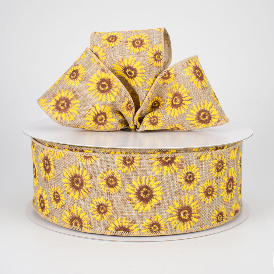 2.5" Sunflower Ribbon: Natural (50 Yards)