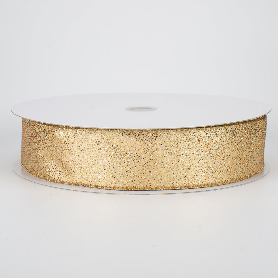 1.5" Mini Glitter Dots Ribbon: Gold (50 Yards)