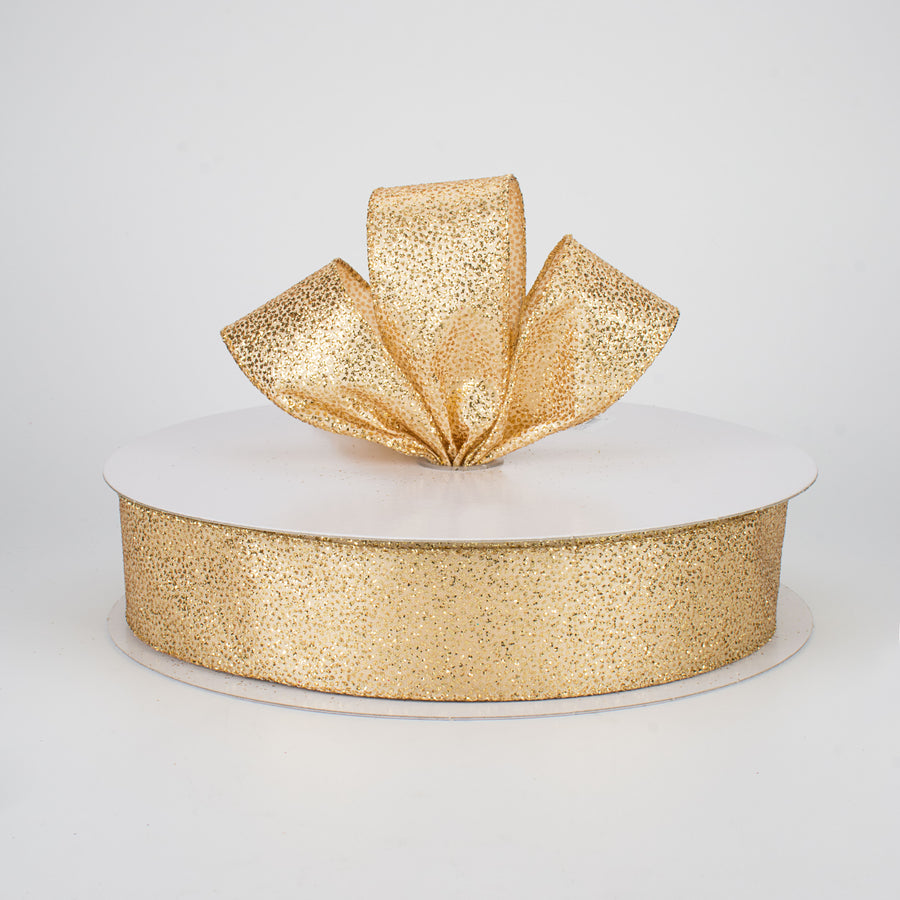 1.5" Mini Glitter Dots Ribbon: Gold (50 Yards)
