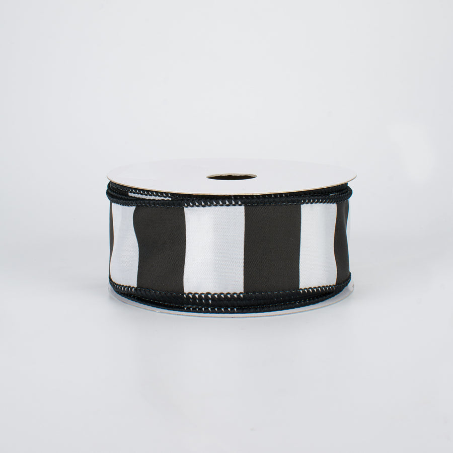 1.5" Wide Stripe Ribbon: Black & White (10 Yards)
