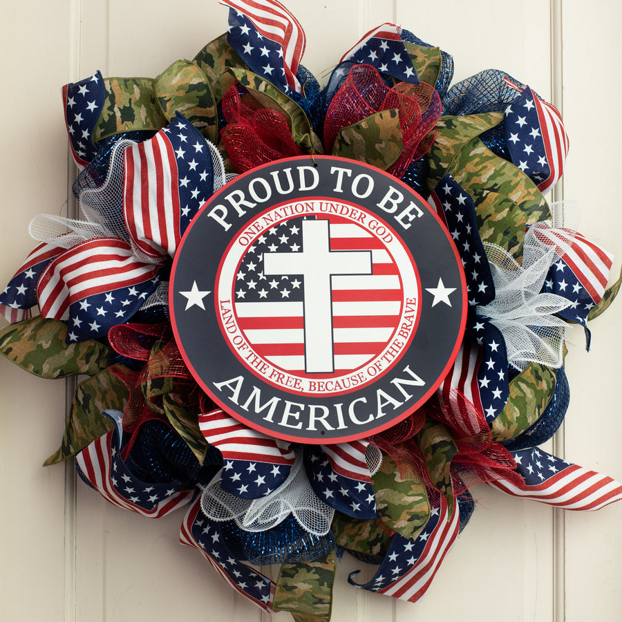 12" Metal Sign: Proud to be an American