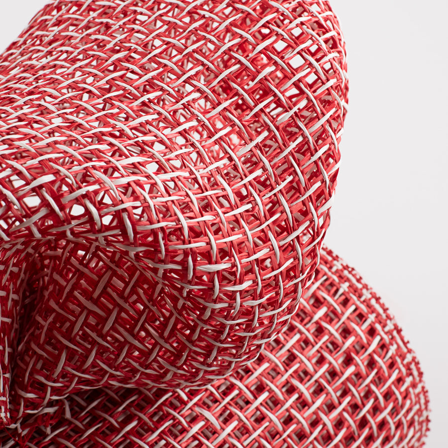 10" Poly Burlap Criss Cross Mesh: Red & White