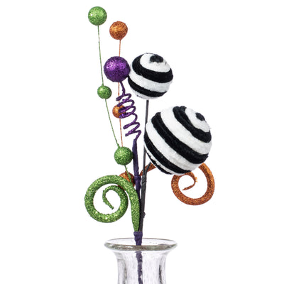 16" Glitter Curly Velvet Ball Pick: Halloween