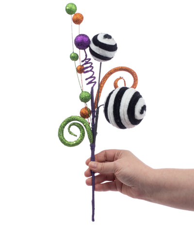 16" Glitter Curly Velvet Ball Pick: Halloween