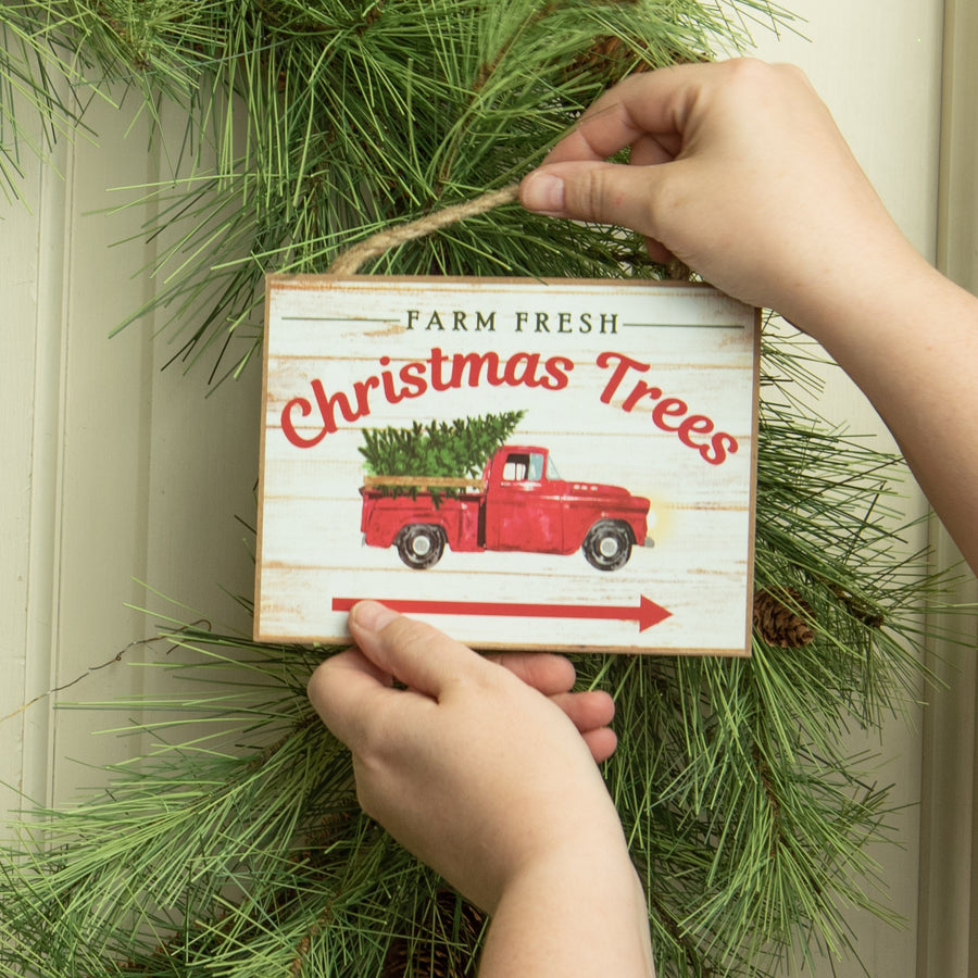 6.5" Wooden Sign: Farm Fresh Christmas Trees
