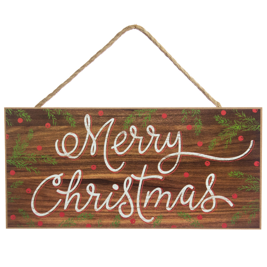 12" Wooden Sign: Merry Christmas Script