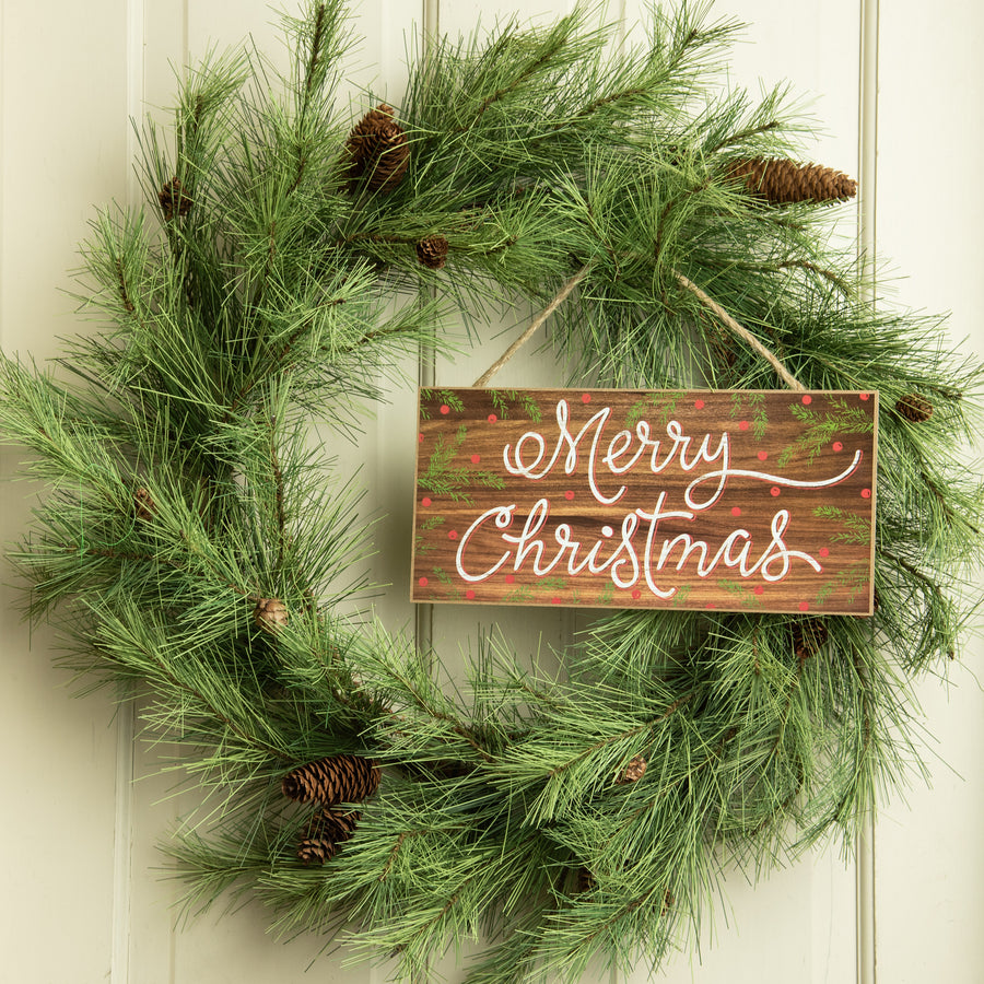 12" Wooden Sign: Merry Christmas Script