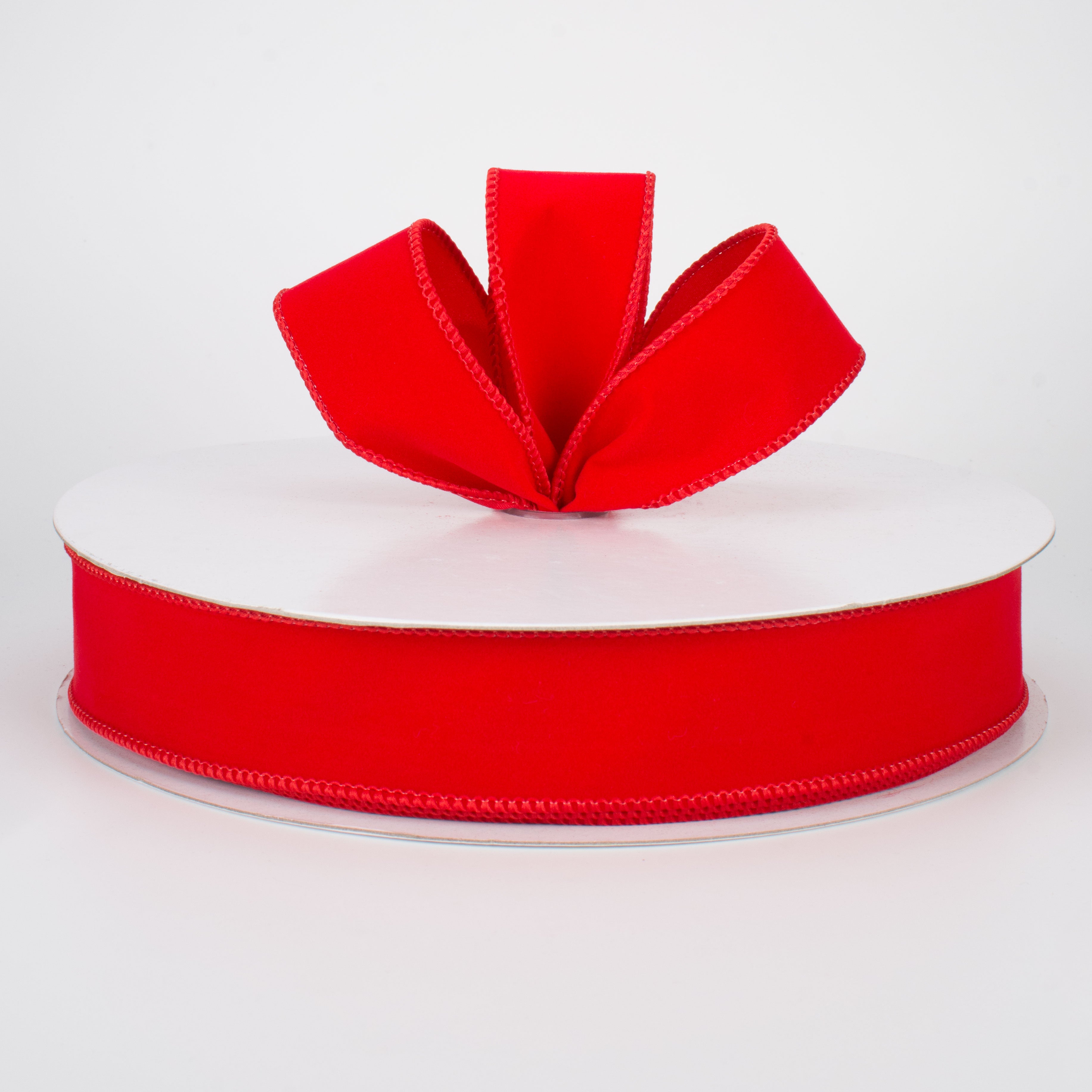 1.5" Wired Velvet Ribbon: Red (50 Yards)