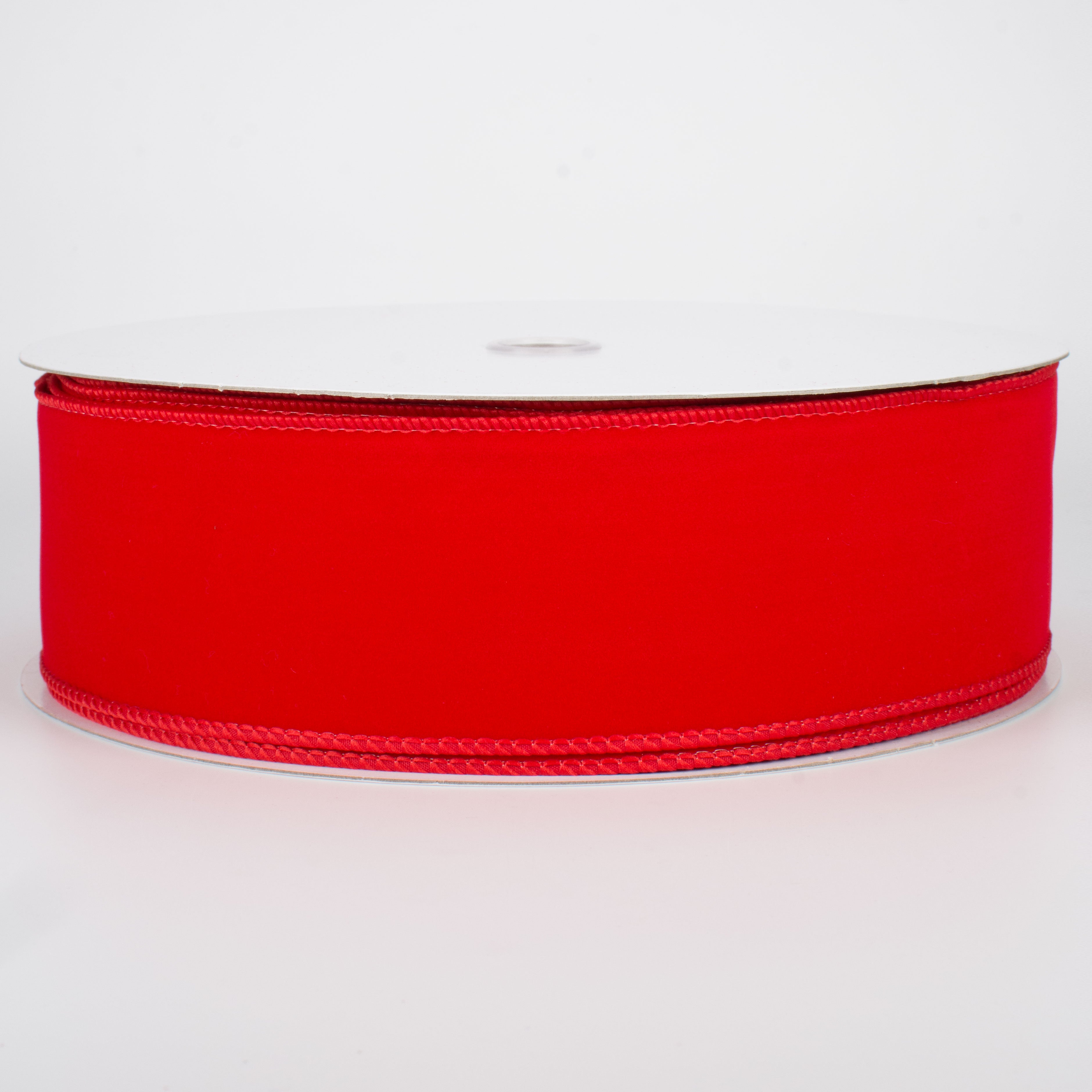 2.5" Wired Velvet Ribbon: Red (50 Yards)