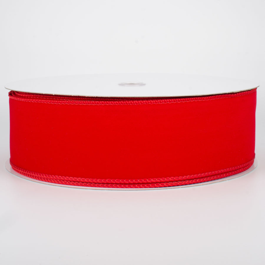 2.5" Wired Velvet Ribbon: Red (50 Yards)