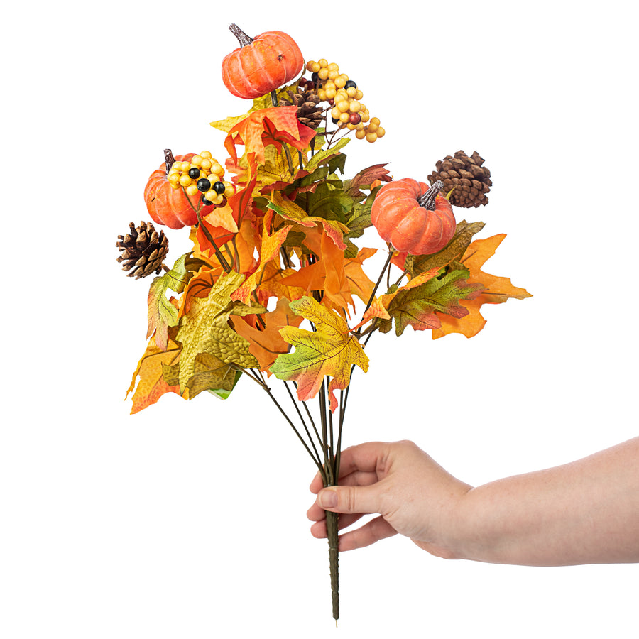 19" Satin Maple & Pumpkin Bush (10 Stem)