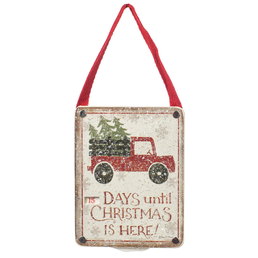 Old Red Truck Christmas Countdown Sign