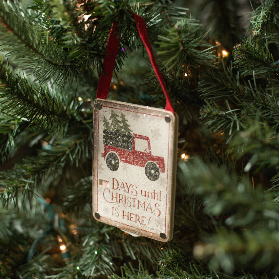 Old Red Truck Christmas Countdown Sign
