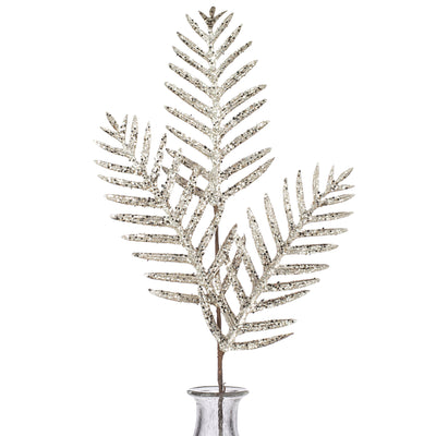 38" Glittered Fern Spray: Champagne Gold