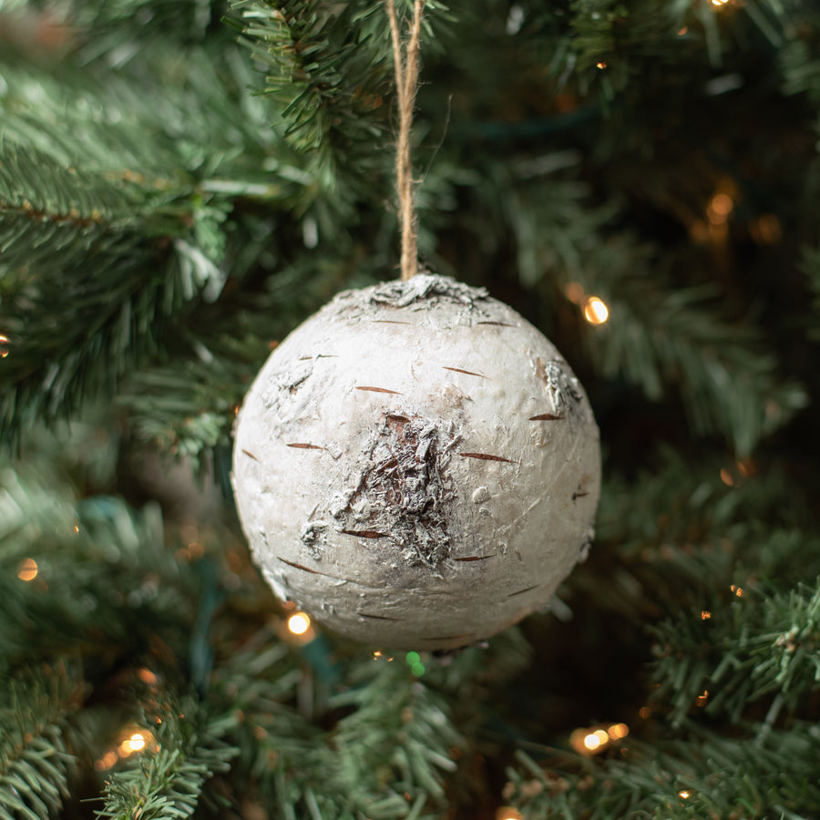 3.5" Snow Birch Ball Ornament