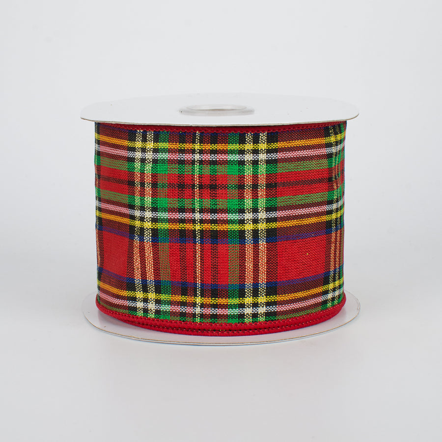 2.5" Traditional Red Tartan Plaid Ribbon (10 Yards)