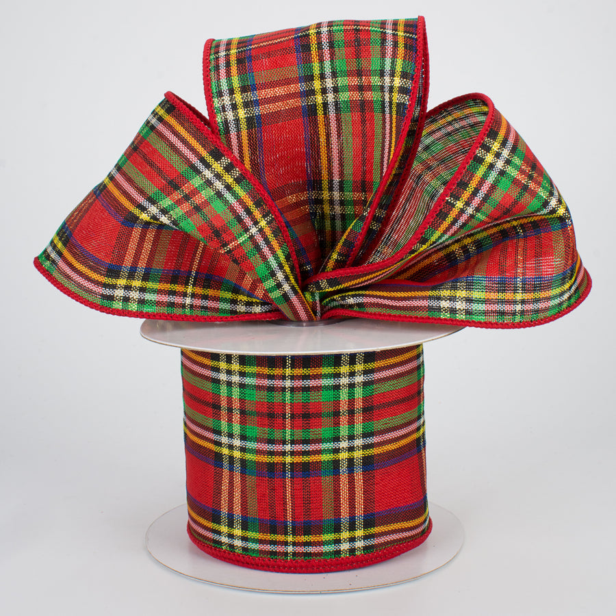 2.5" Traditional Red Tartan Plaid Ribbon (10 Yards)