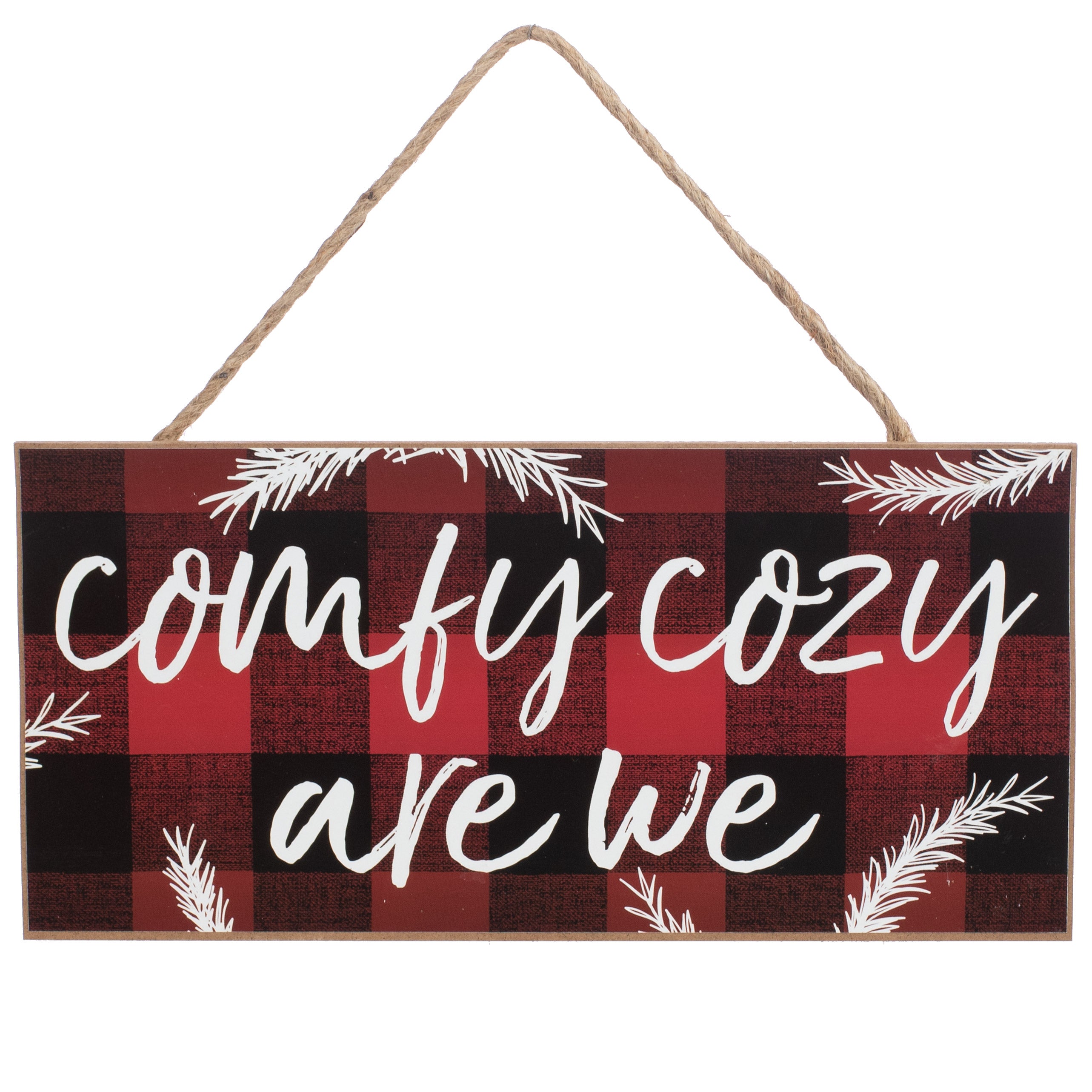 12" Wooden Sign: Comfy Cozy Buffalo Plaid