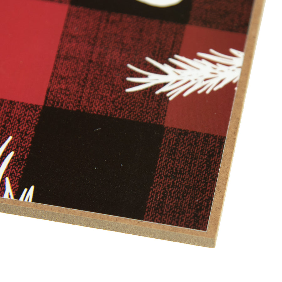 12" Wooden Sign: Comfy Cozy Buffalo Plaid
