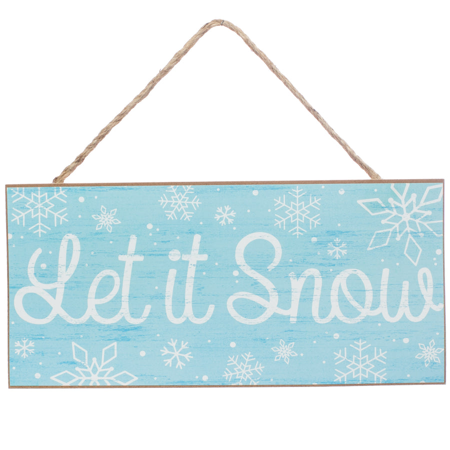 12" Wooden Sign: Blue Let It Snow