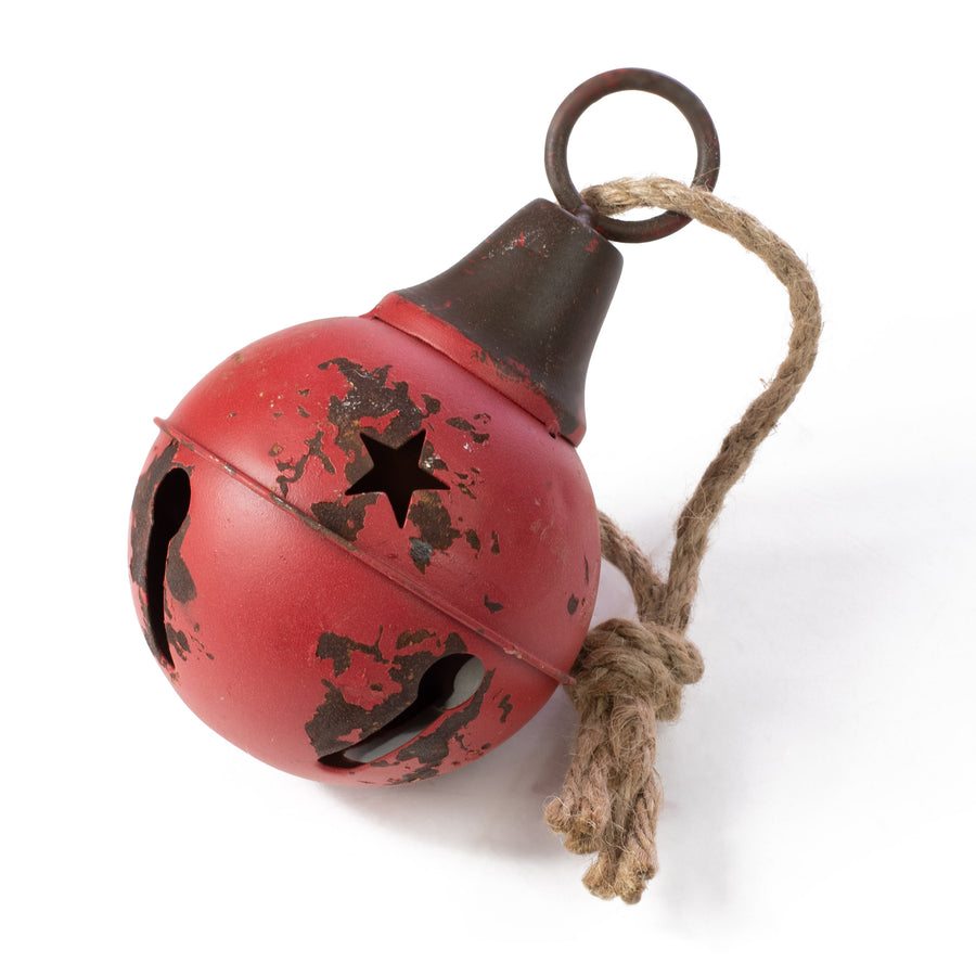 4" Rustic Metal Jingle Bell: Red