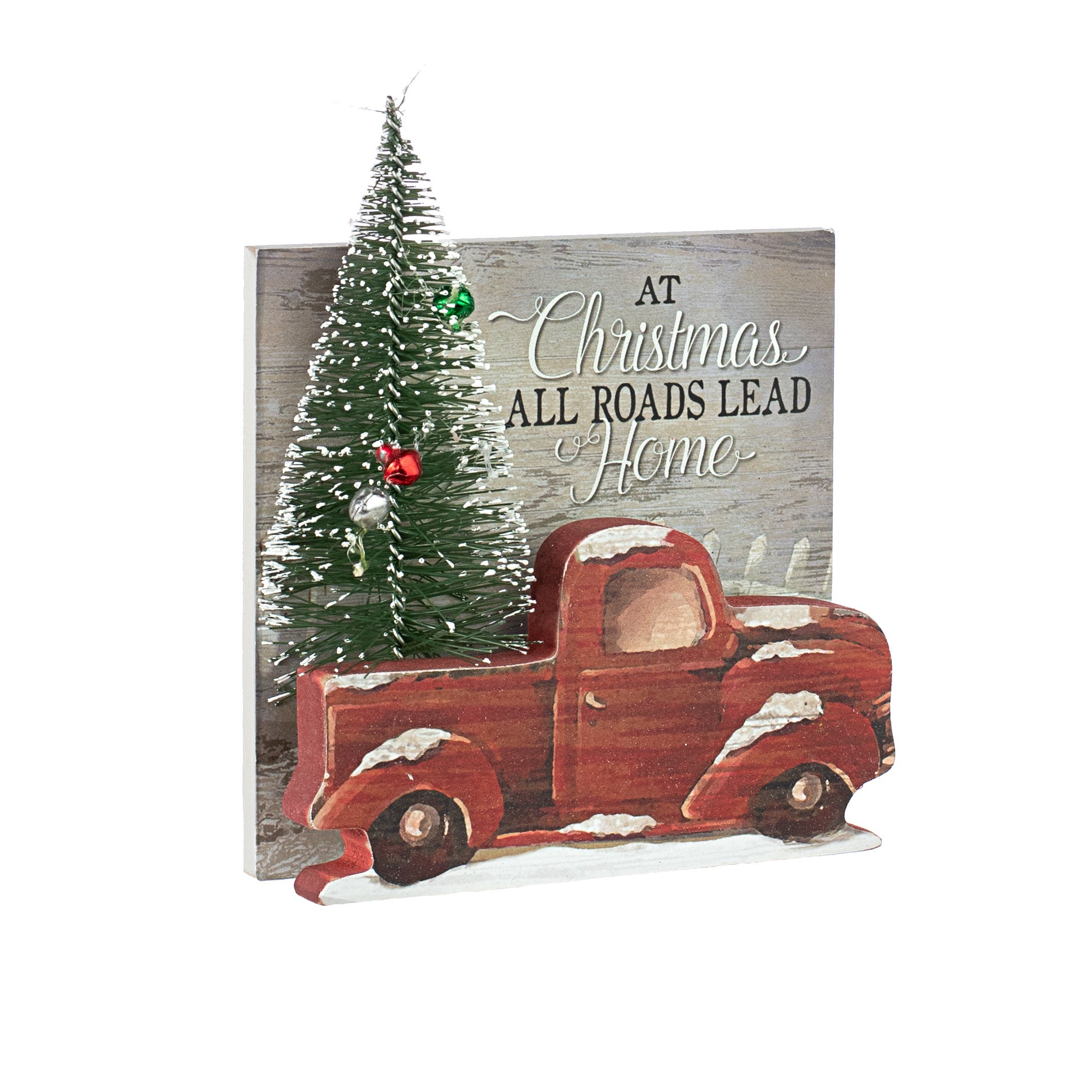 5" Wooden Vintage Truck Scene: At Christmas