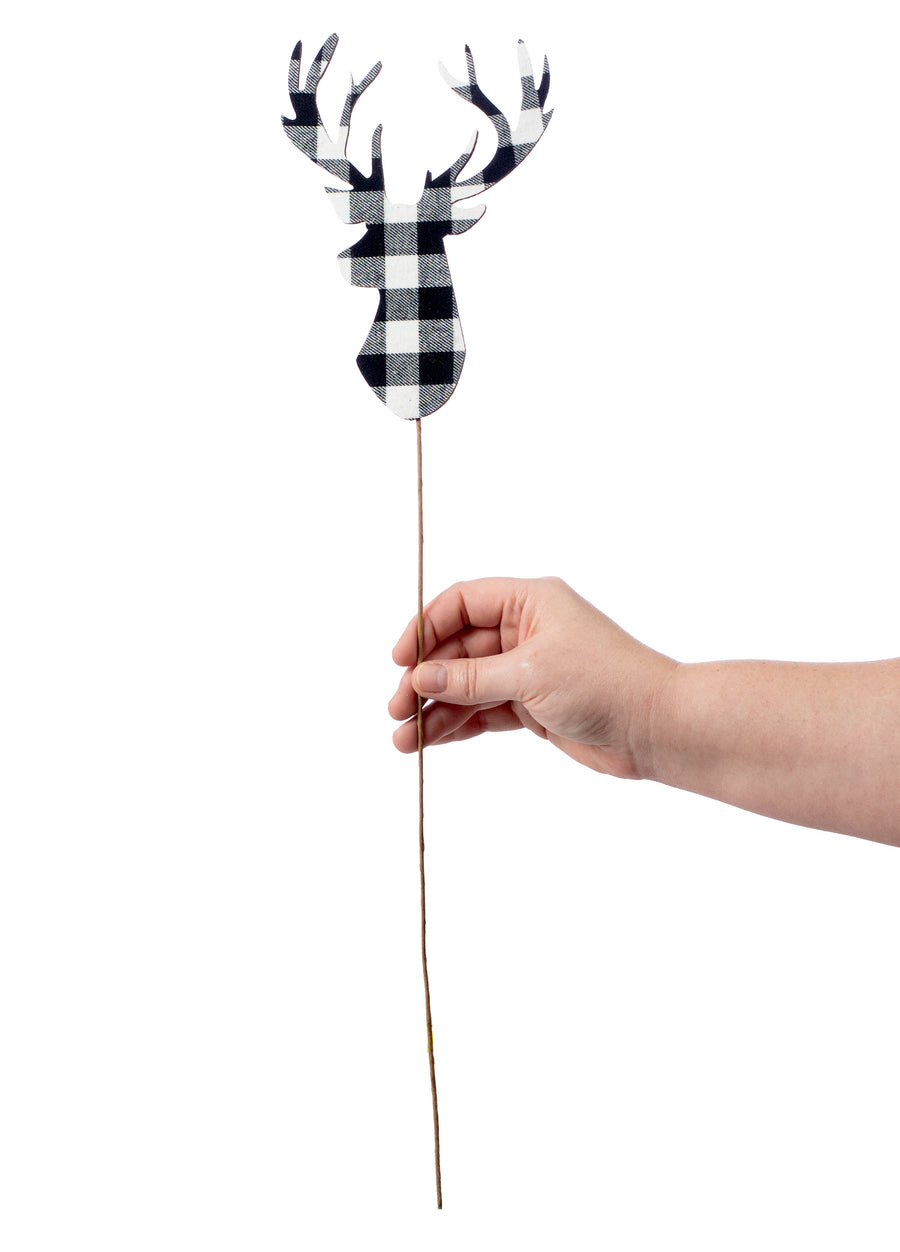 21" Reindeer Pick: Black & White Check