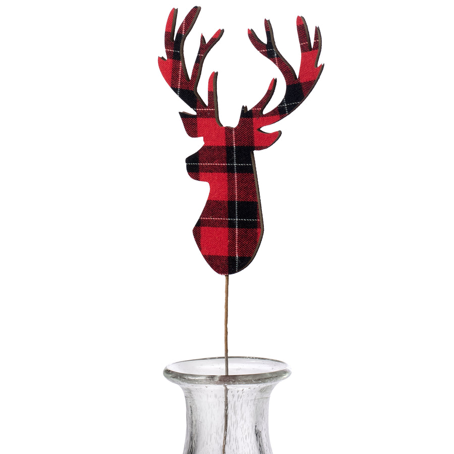 21" Reindeer Pick: Red Plaid