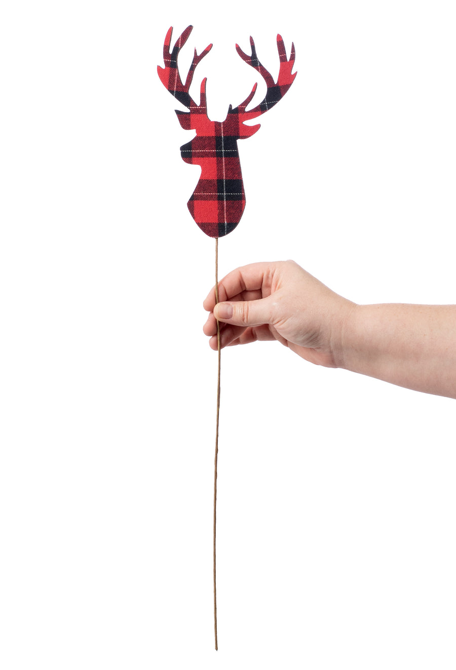 21" Reindeer Pick: Red Plaid