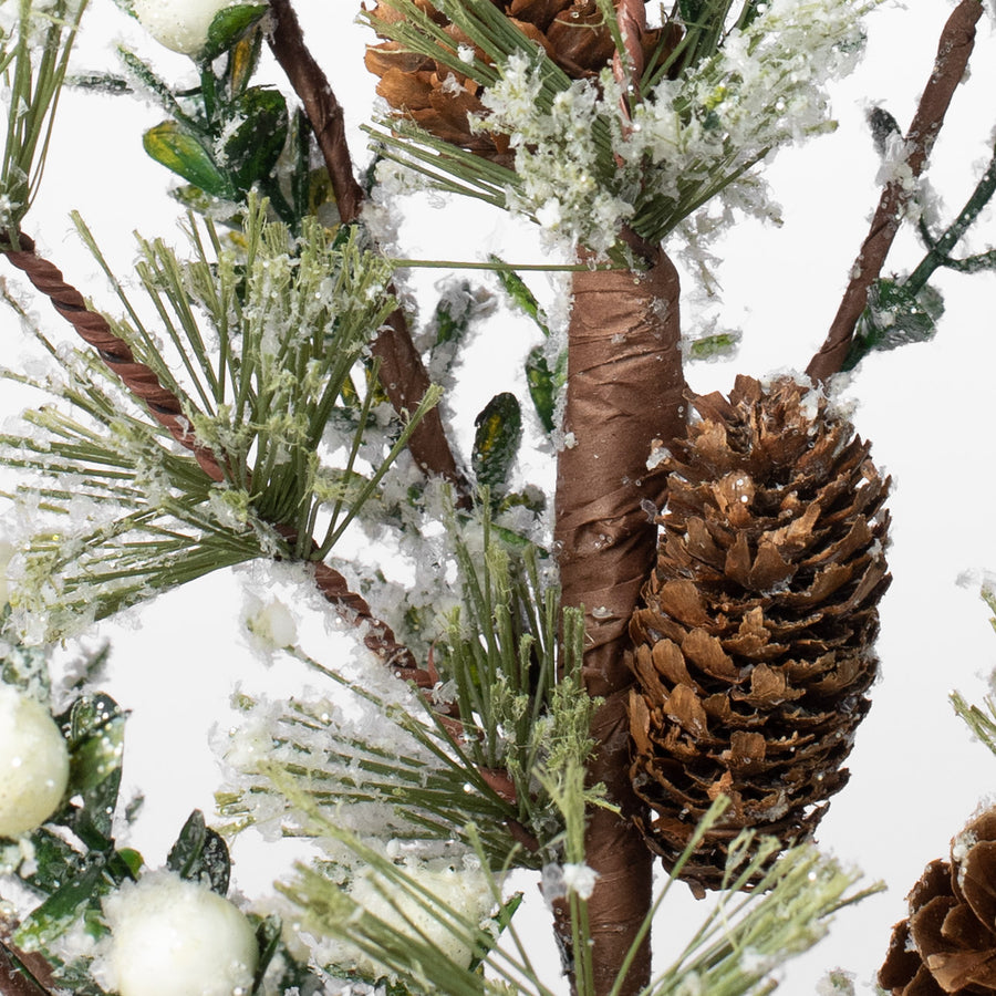 20" Snow Berry & Pine Spray: White
